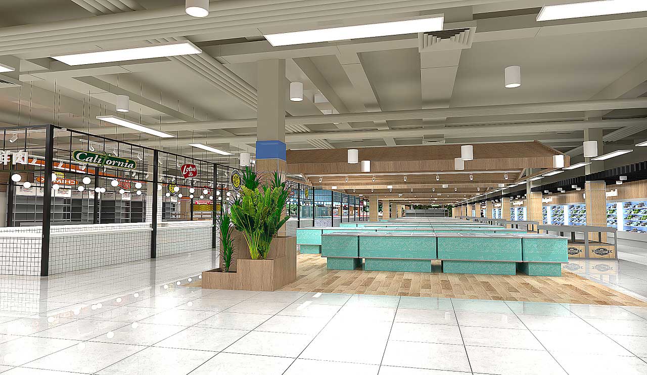 鄭州生鮮大賣場裝修設(shè)計效果圖