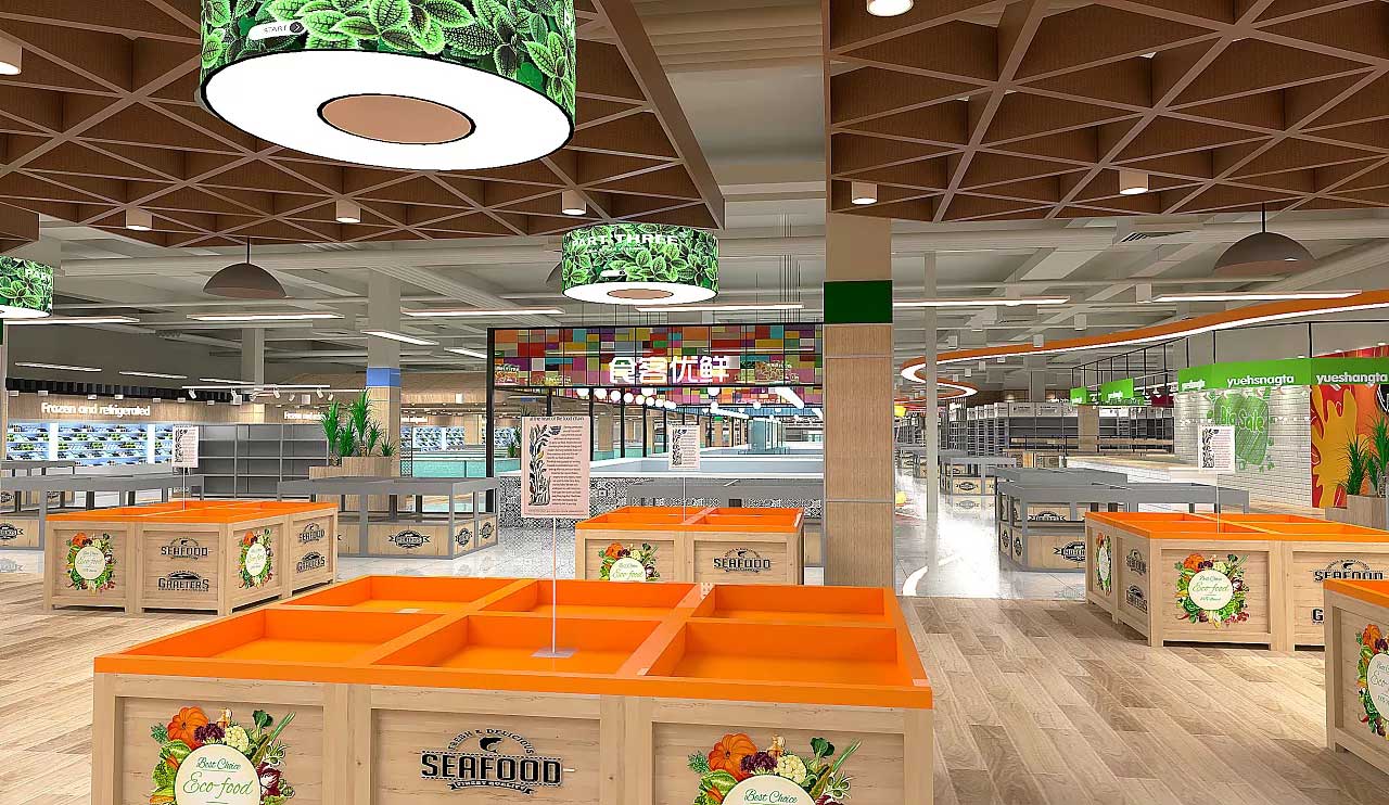 鄭州生鮮大賣場裝修設(shè)計效果圖
