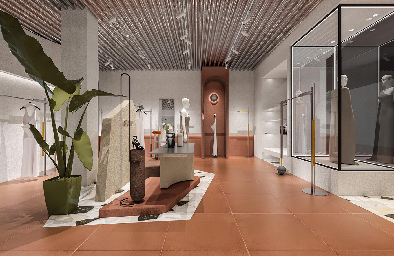 130平米包包專(zhuān)賣(mài)店設(shè)計(jì)裝修效果圖