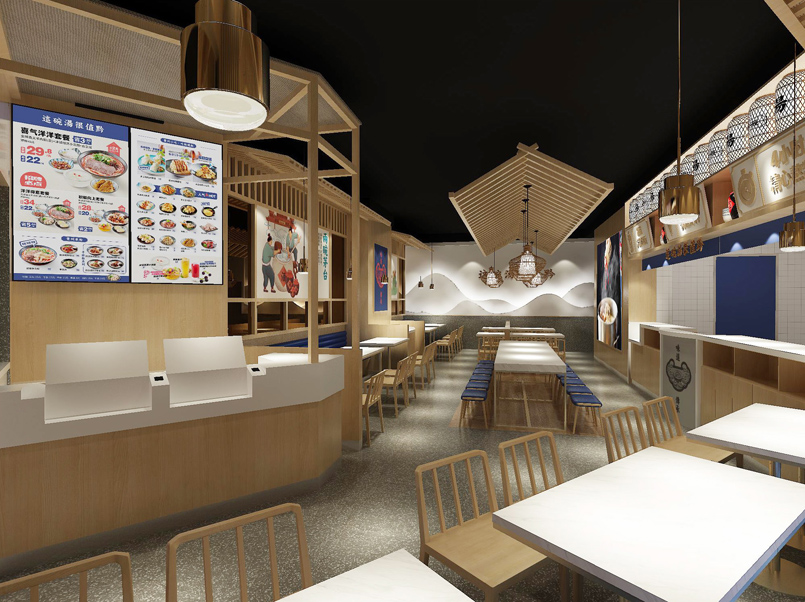 140平米鄭州米粉小吃店裝修設(shè)計效果圖