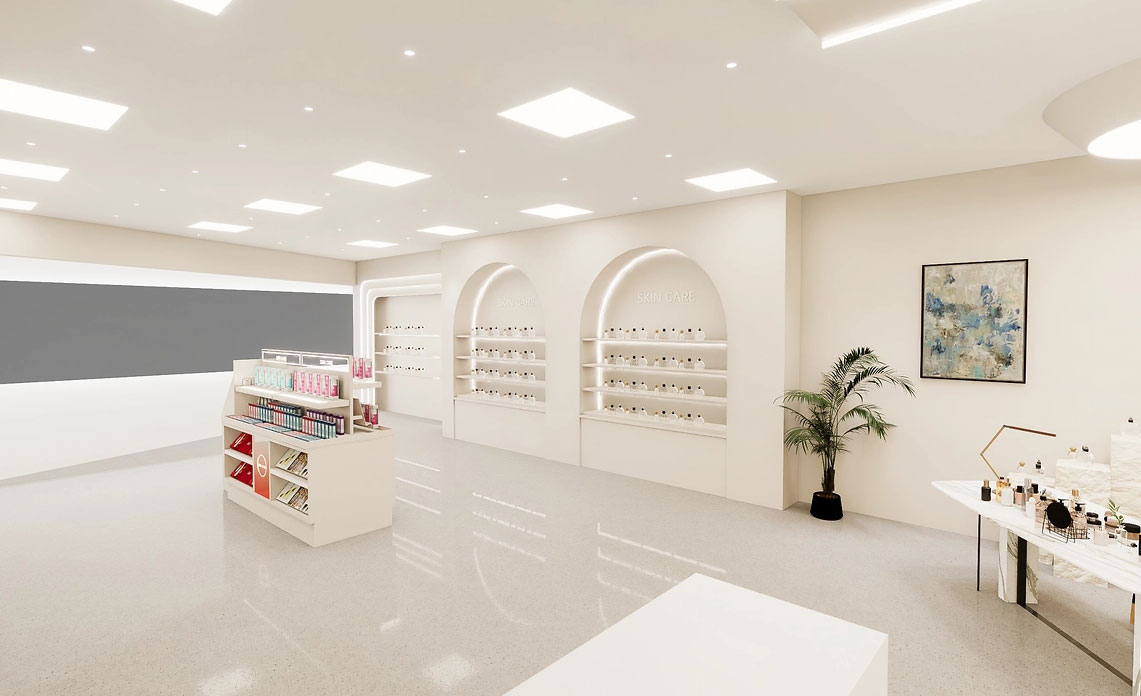 45平米鄭州化妝品店鋪直播間設計效果圖