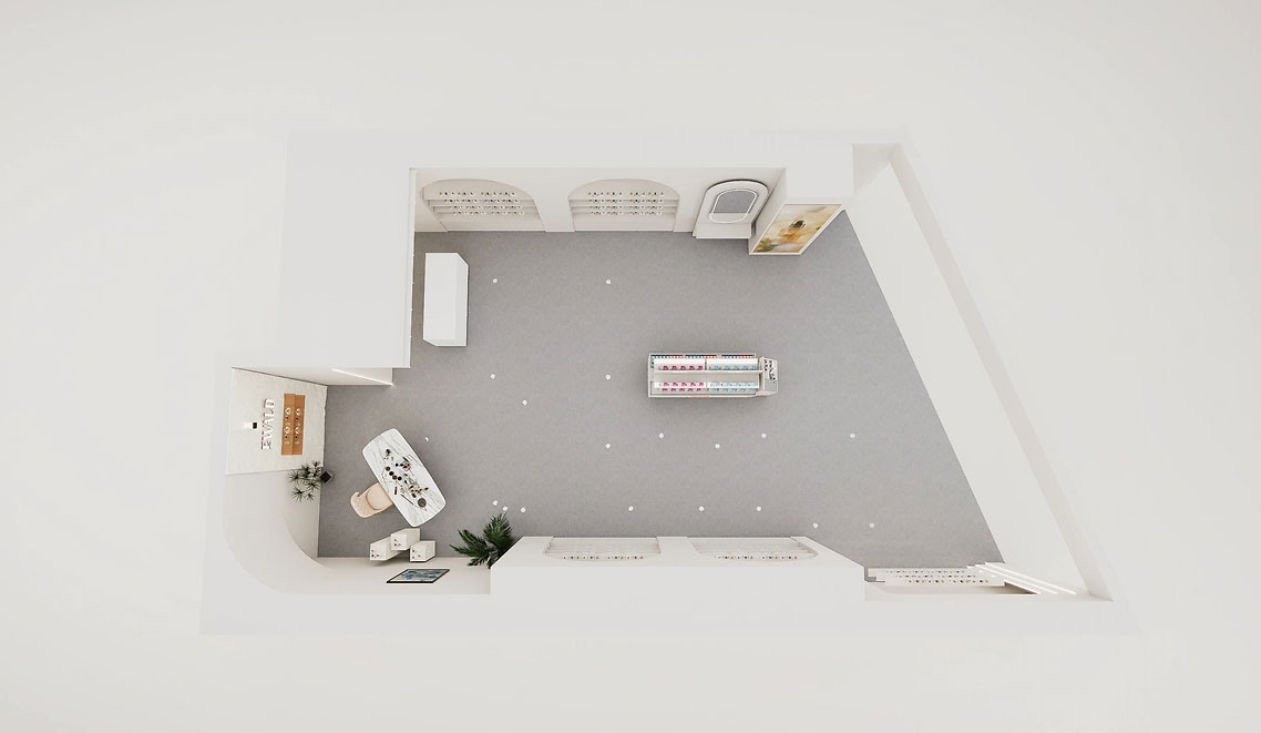 45平米鄭州化妝品店鋪直播間設計效果圖