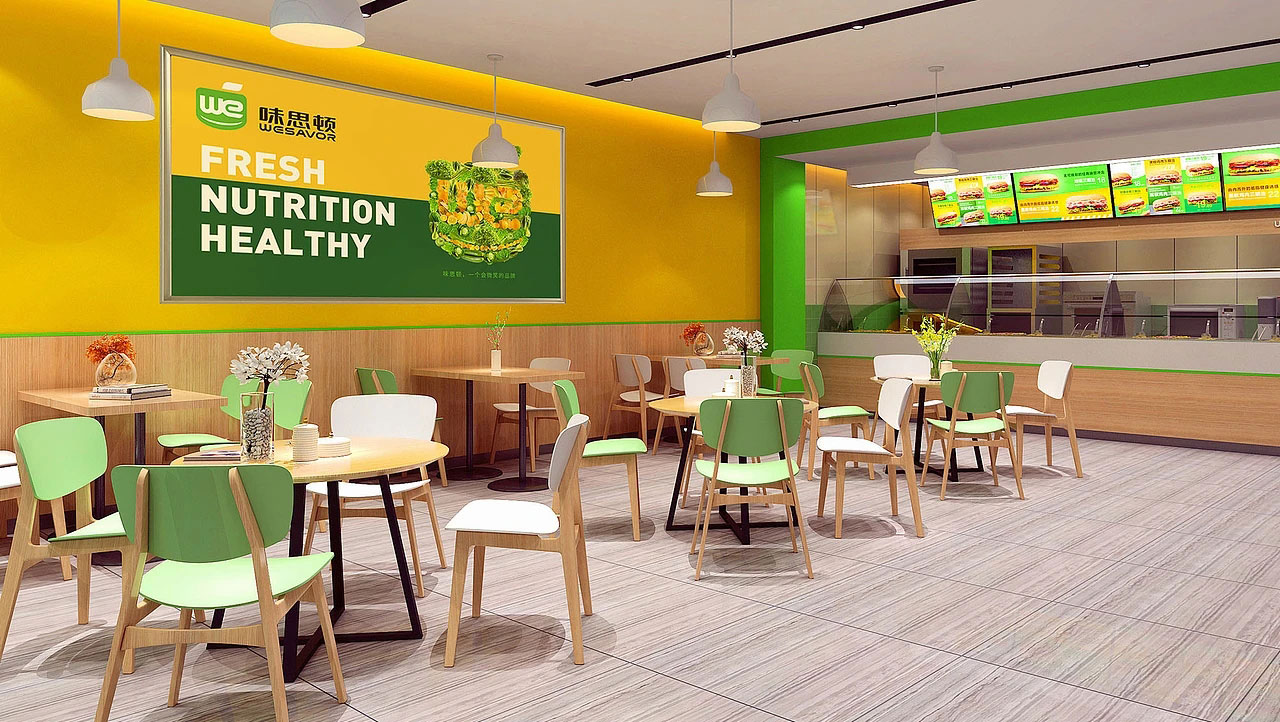 115平米鄭州漢堡店裝修設(shè)計效果圖