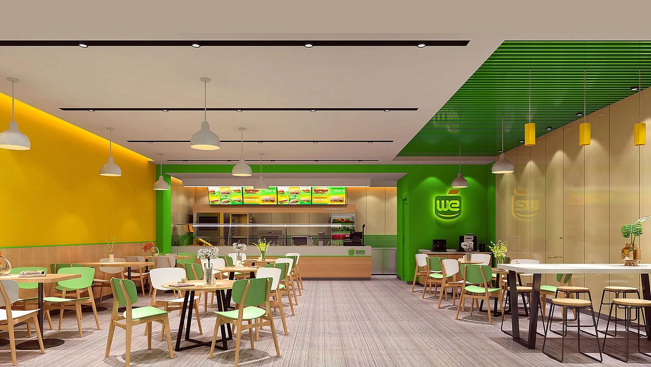 115平米鄭州漢堡店裝修設(shè)計效果圖