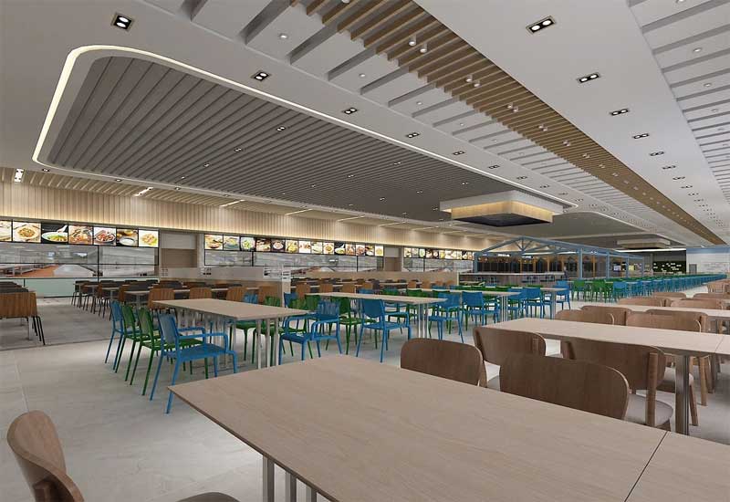 鄭州工廠食堂裝修工期安排:多人同時就餐的餐桌布局與施工周期