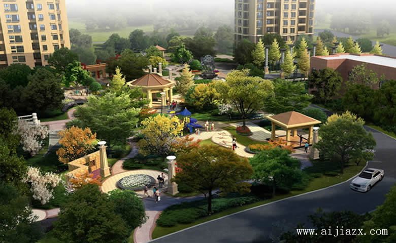 優(yōu)雅詩(shī)意的小區(qū)園林景觀裝修效果圖